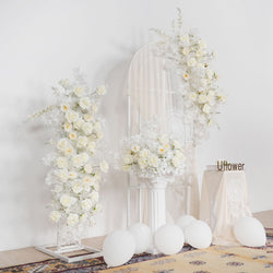 Uflower White Rose Wedding Background Arch KT Board Decoration Flower Arrangement