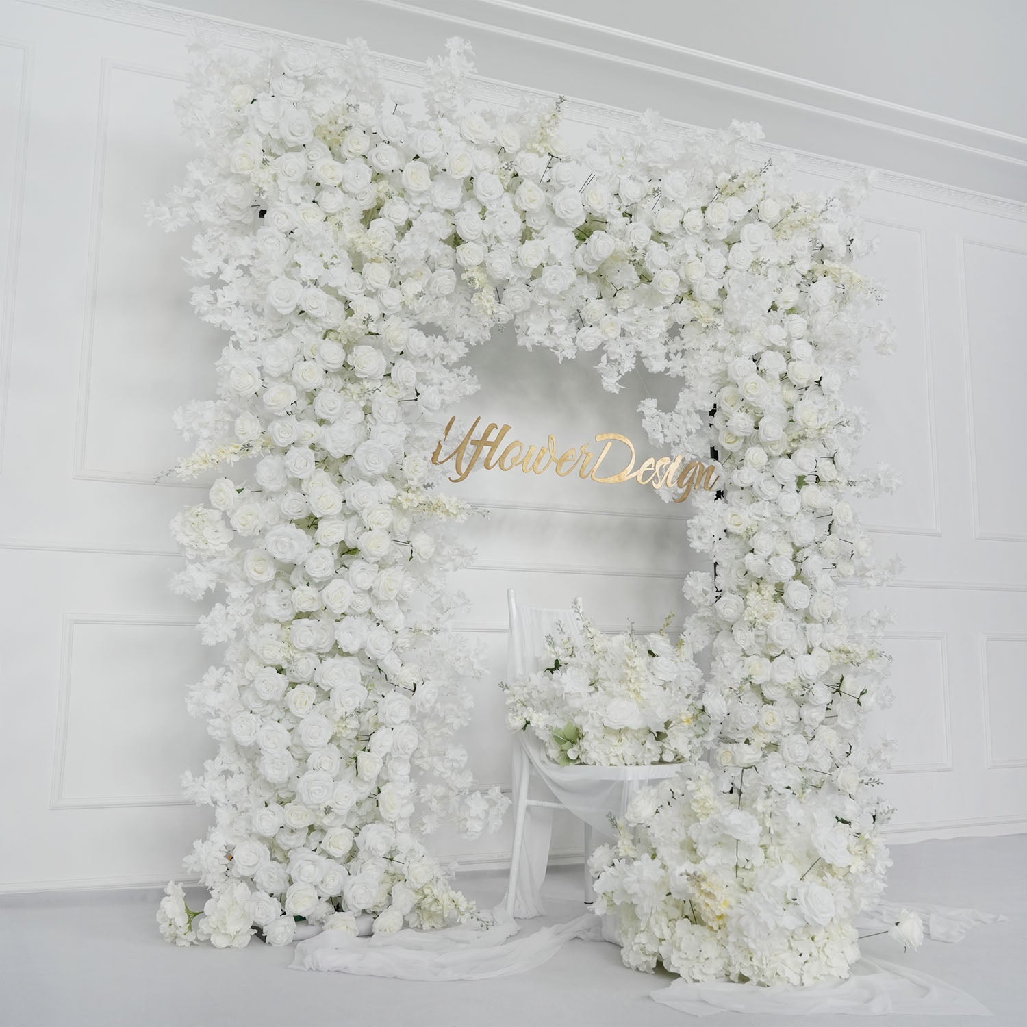 Artificial White Rose Flower Arrangement Wedding Backdrop Decor Props