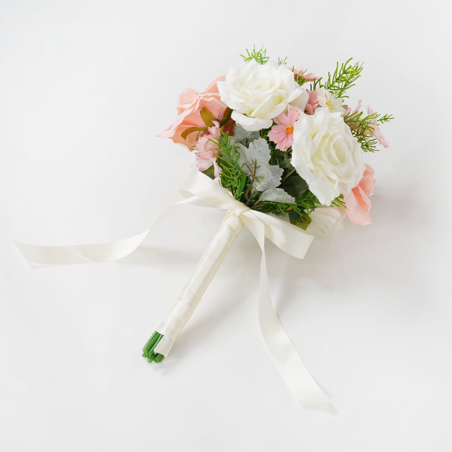 Uflower Pink White Series Bride Bouquet Wrist Corsage Groom Boutonniere Wedding Event Supplies