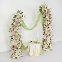 White 5D Horn Arch Flower Wedding Decor SET