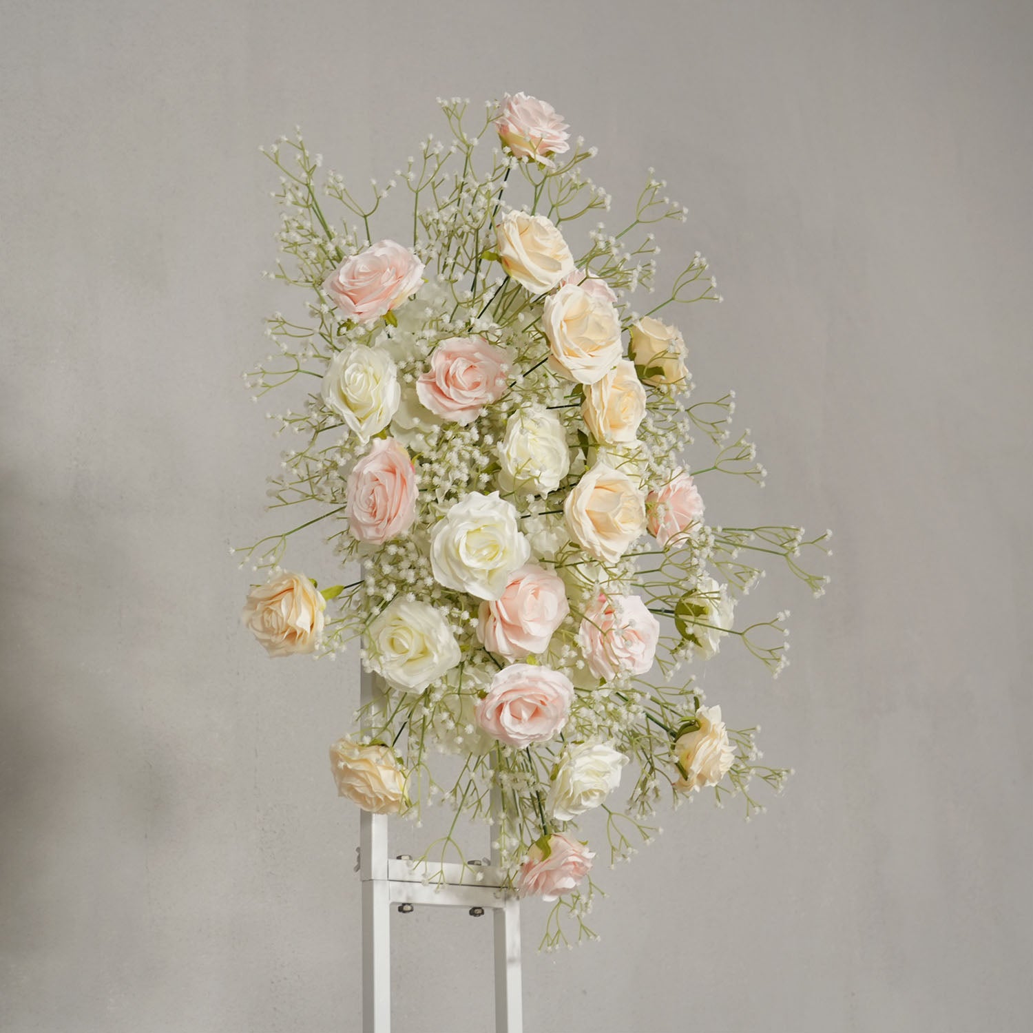 Uflower Champagne White Babysbreath Rose Arrangement Wedding KT Backdrop Decor
