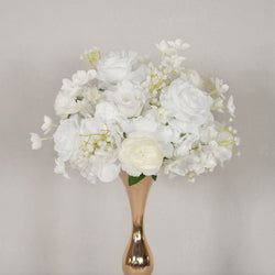 Uflower White Rose Baby's Breath Flower Ball For Table Centerpieces