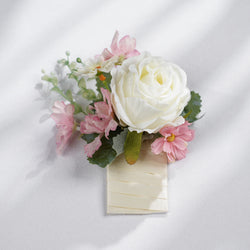Uflower Pink White Series Bride Bouquet Wrist Corsage Groom Boutonniere Wedding Event Supplies