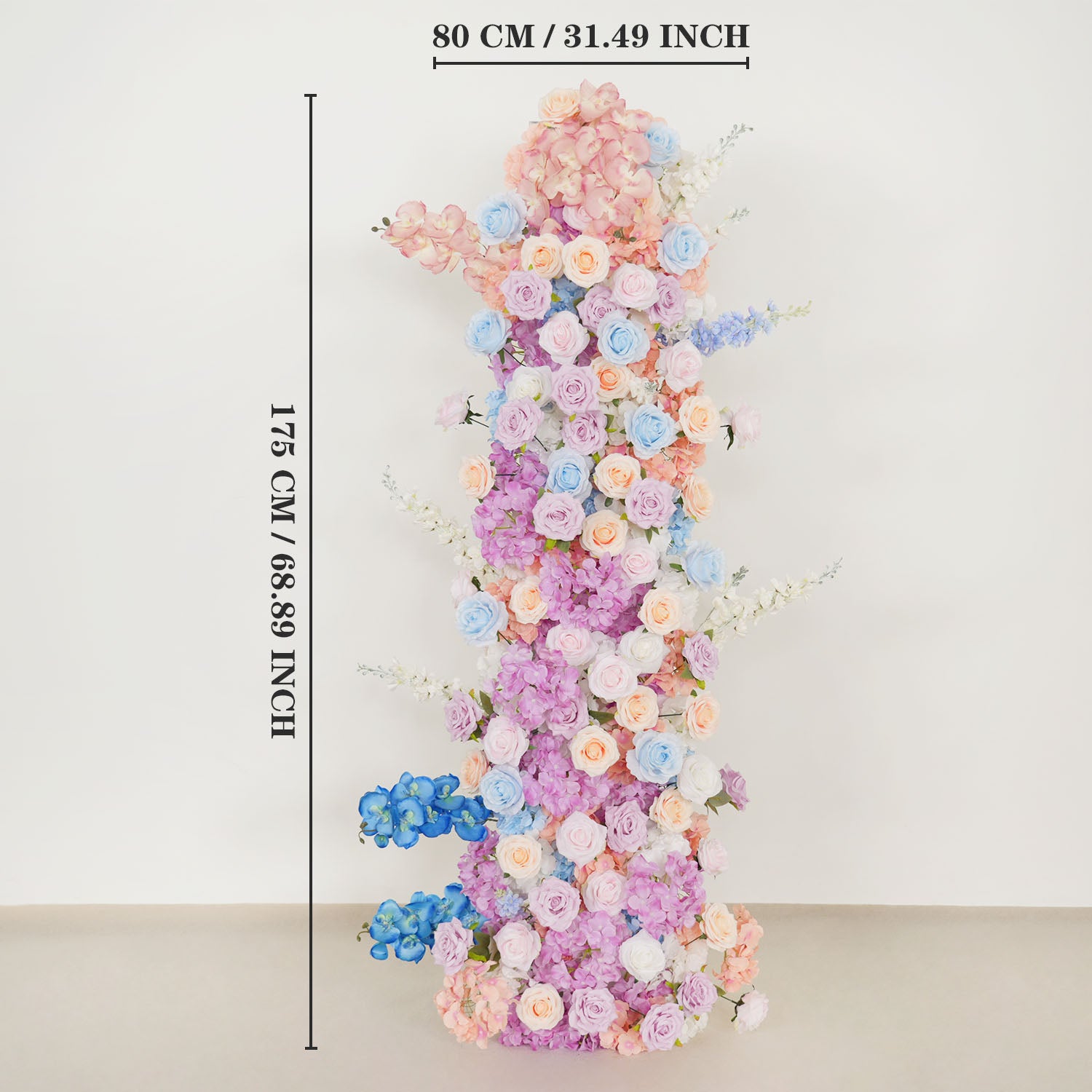 Uflower Artificial Purple Blue Wedding KT Backdrop Flower Row Decor