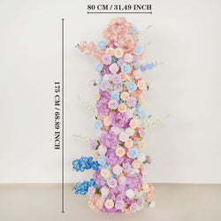 Uflower Artificial Purple Blue Wedding KT Backdrop Flower Row Decor