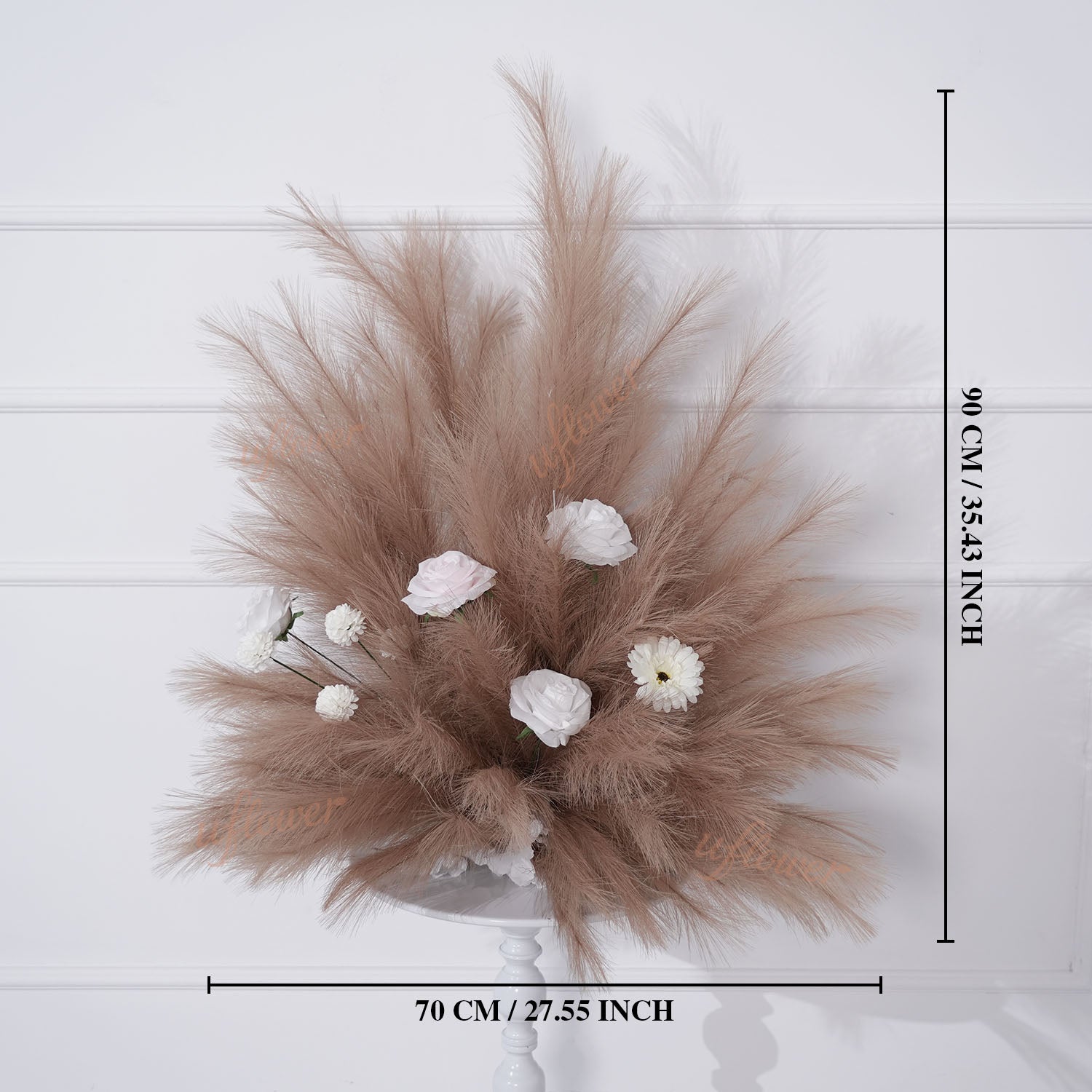 Uflower Pampas Grass Rose Wedding Floral Arrangement KT Backdrop Decor
