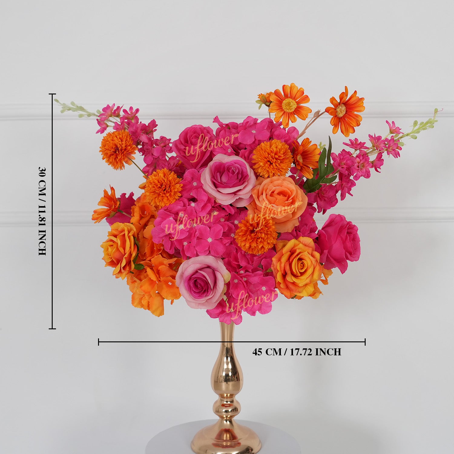 Uflower Rose Red Orange Flower Wedding Backdrop Arch Floral Arrangement