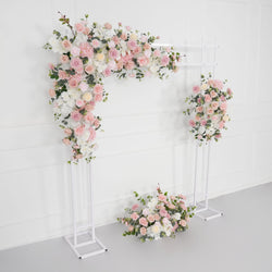 Uflower Wedding Backdrop Pink Rose Green Leaf Floral Arrangement