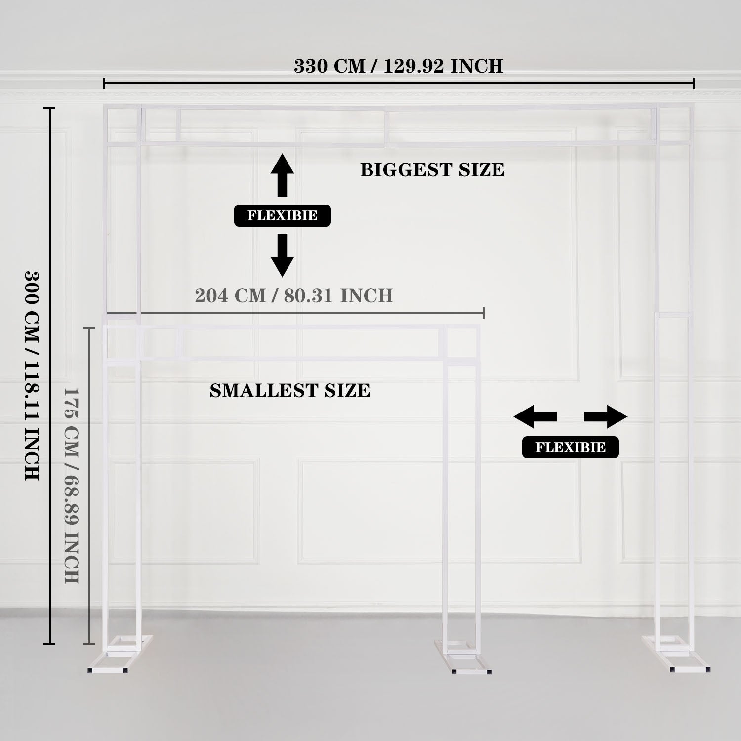 Uflower White Gold Retractable Flower Stand Adjustable Wedding Stage Background Shelf