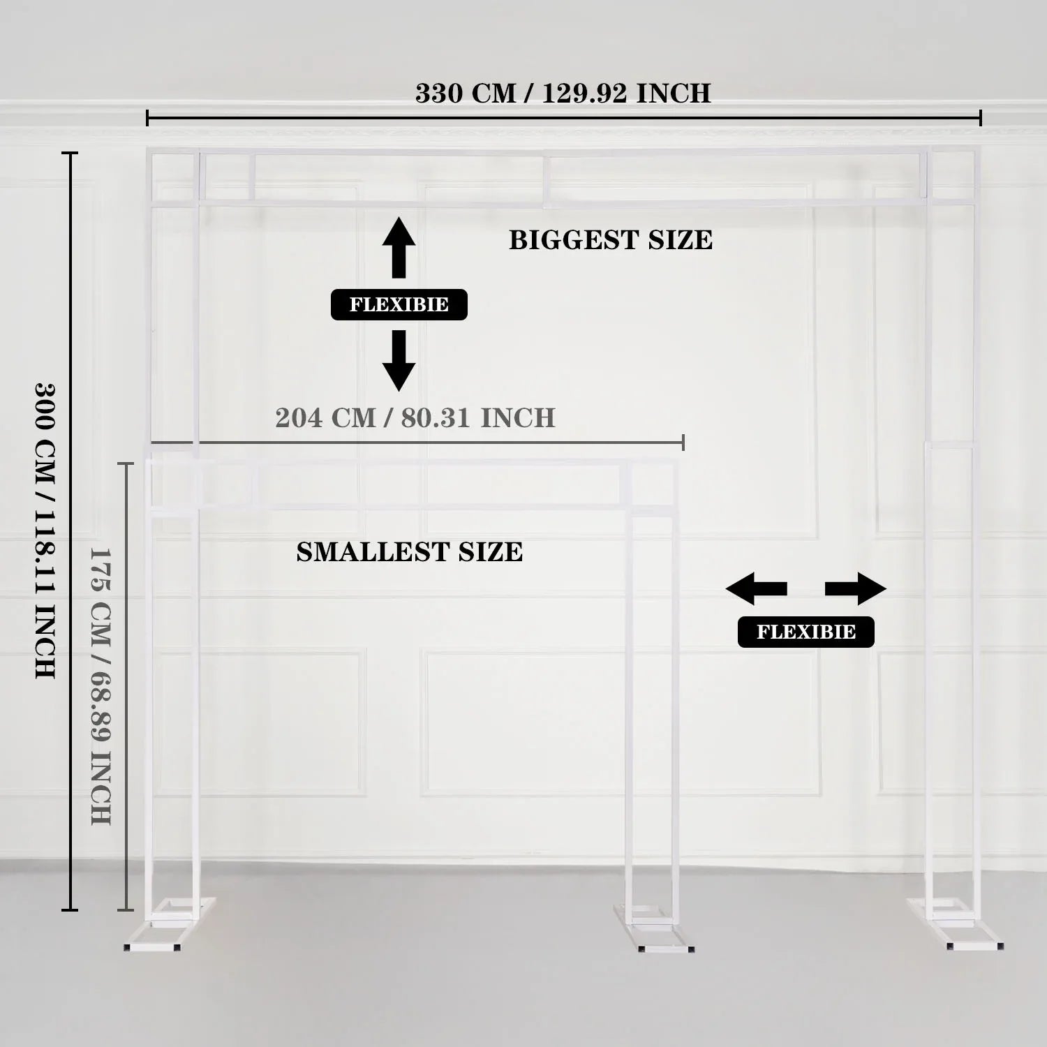 Uflower White Gold Retractable Flower Stand Adjustable Wedding Stage Background Shelf - Uflower