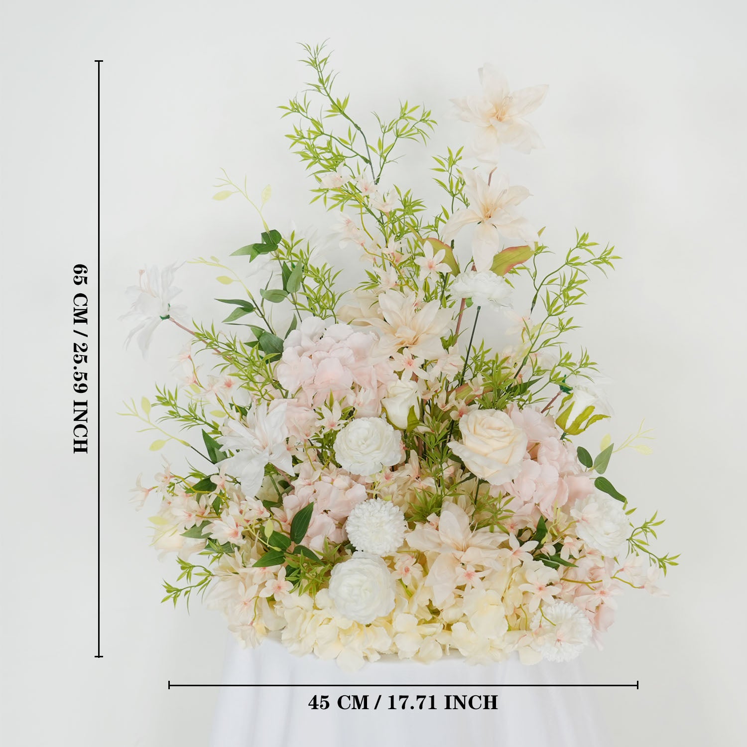 Uflower Artificial White Pink Wedding KT Backdrop Flower Row Decor