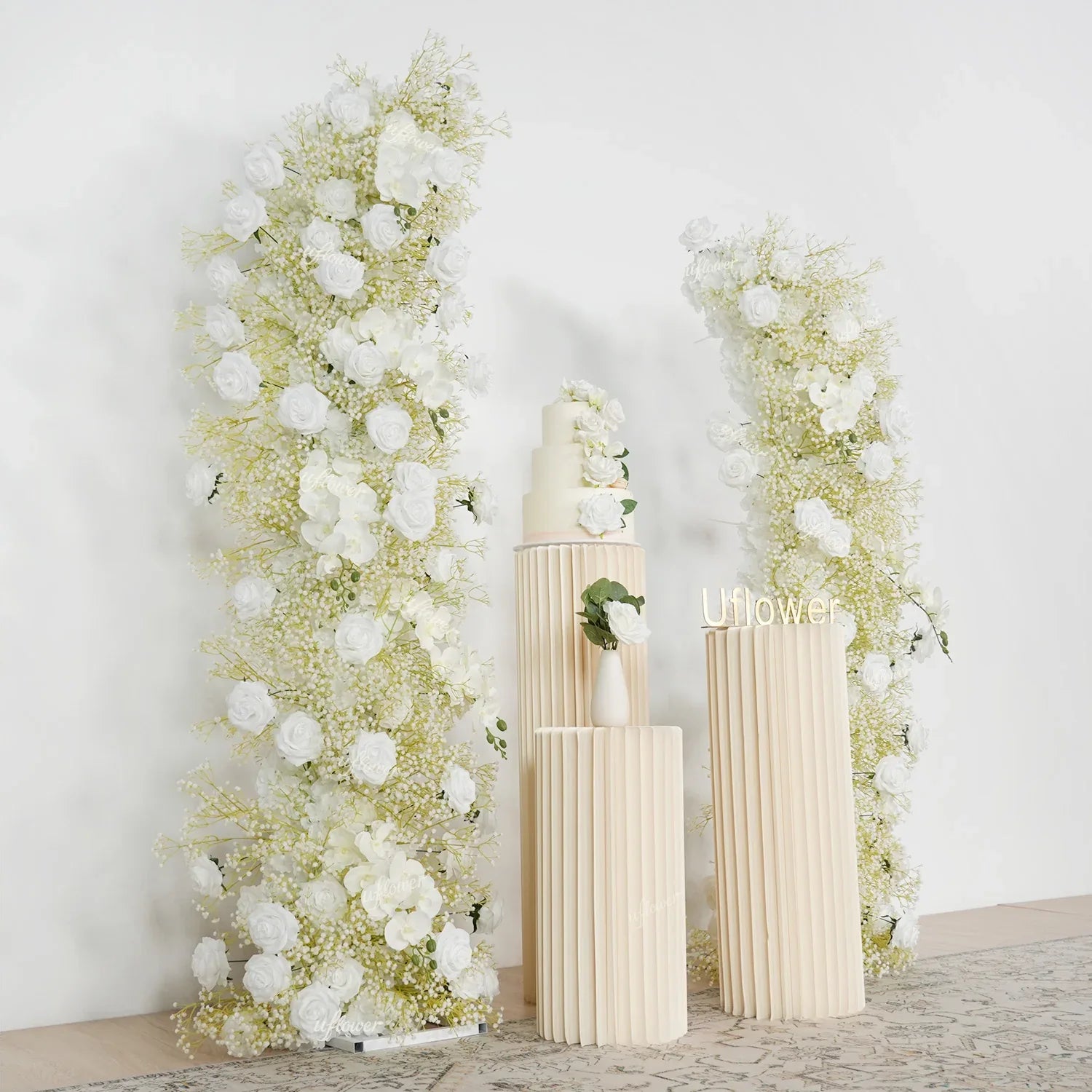 White Flower Row Decor Wedding Backdrop Horn Arch - Uflower