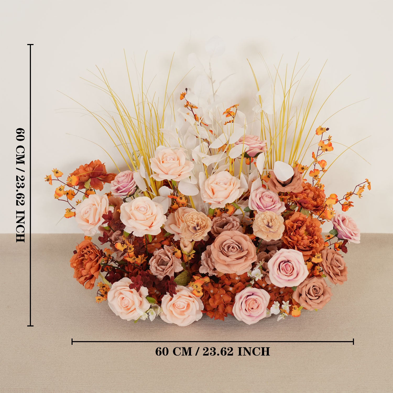 Uflower Artificial Autumn Pink Flower Row Wedding KT Backdrop Decor