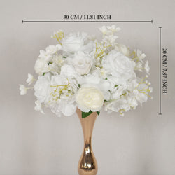 Uflower White Rose Baby's Breath Flower Ball For Table Centerpieces