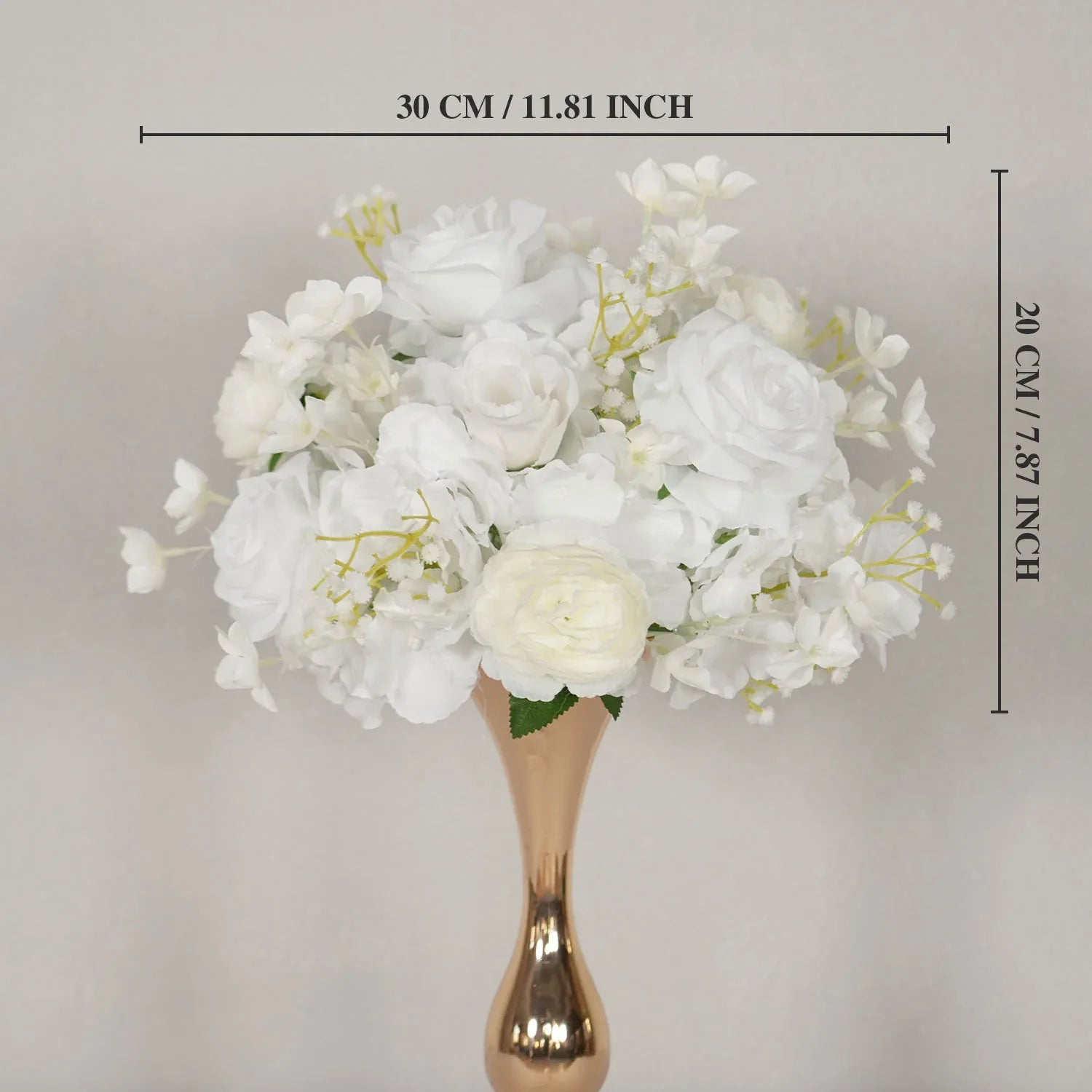 Uflower White Rose Baby's Breath Flower Ball For Table Centerpieces - Uflower