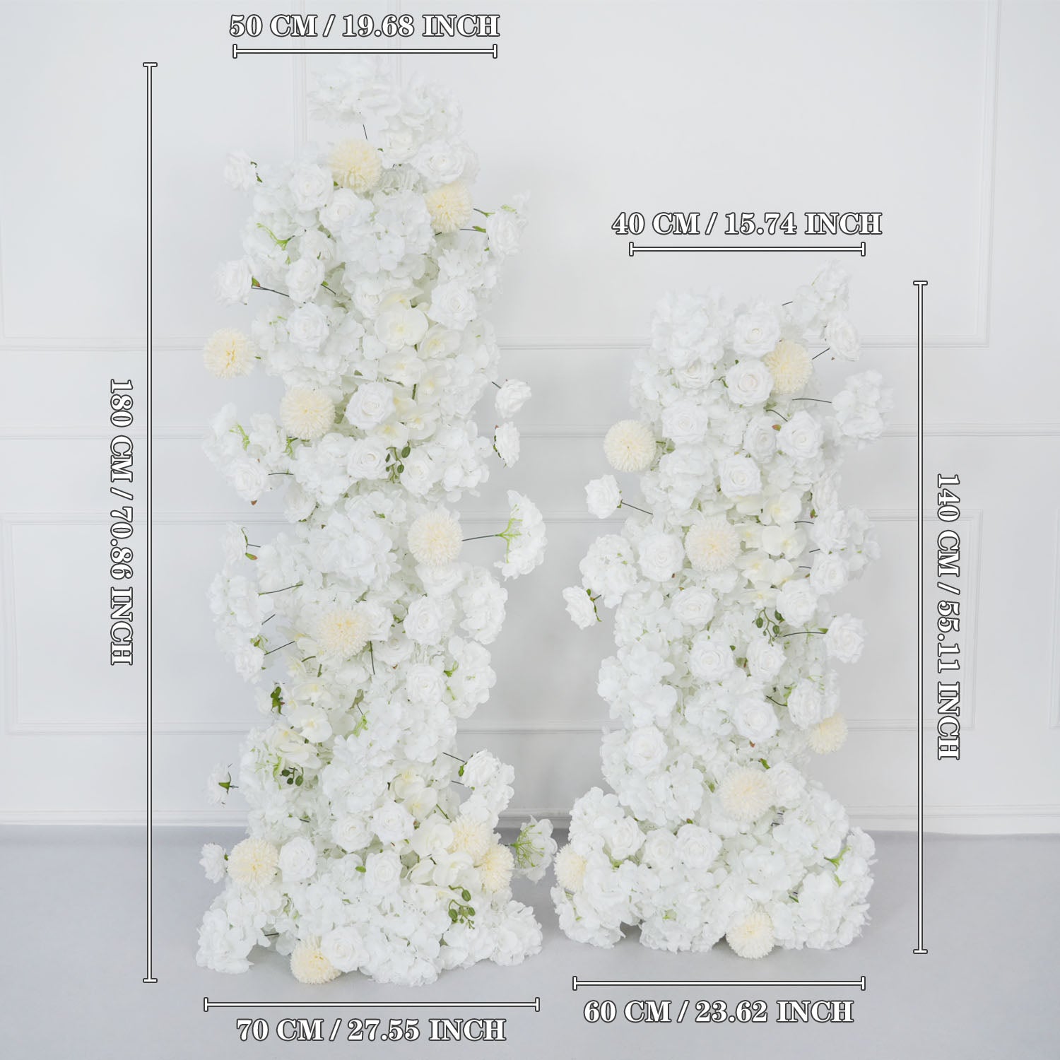 Artificial White Rose Wedding KT Backdrop Flower Row Decor