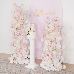 Uflower Pink Rose Orchid Pompoms Wedding Background Arch KT Board Decorative Flower