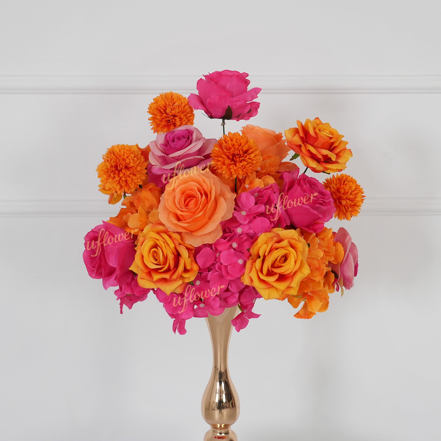 Uflower Rose Red Orange Flower Wedding Backdrop Arch Floral Arrangement