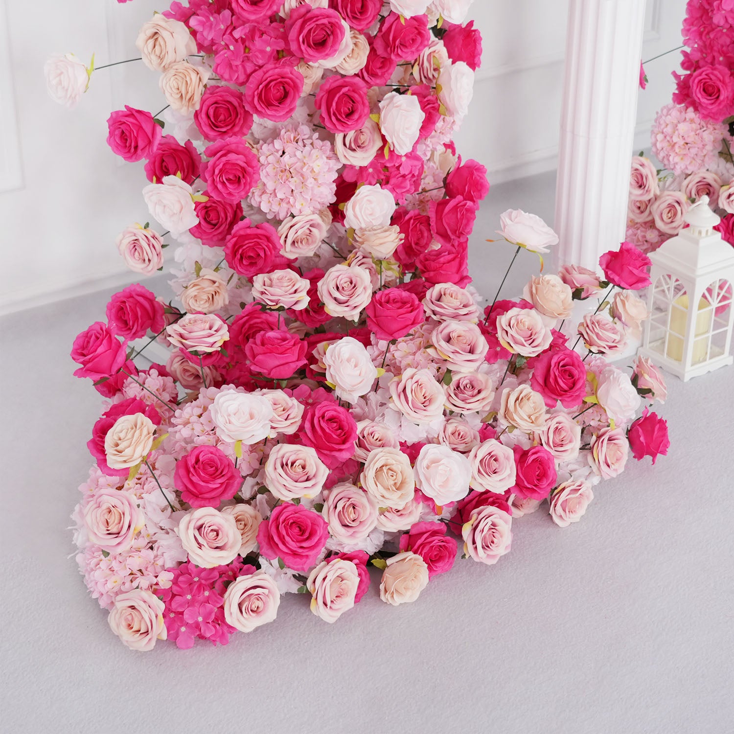 Uflower Rose red rose wedding background arch KT board decoration flower arrangement