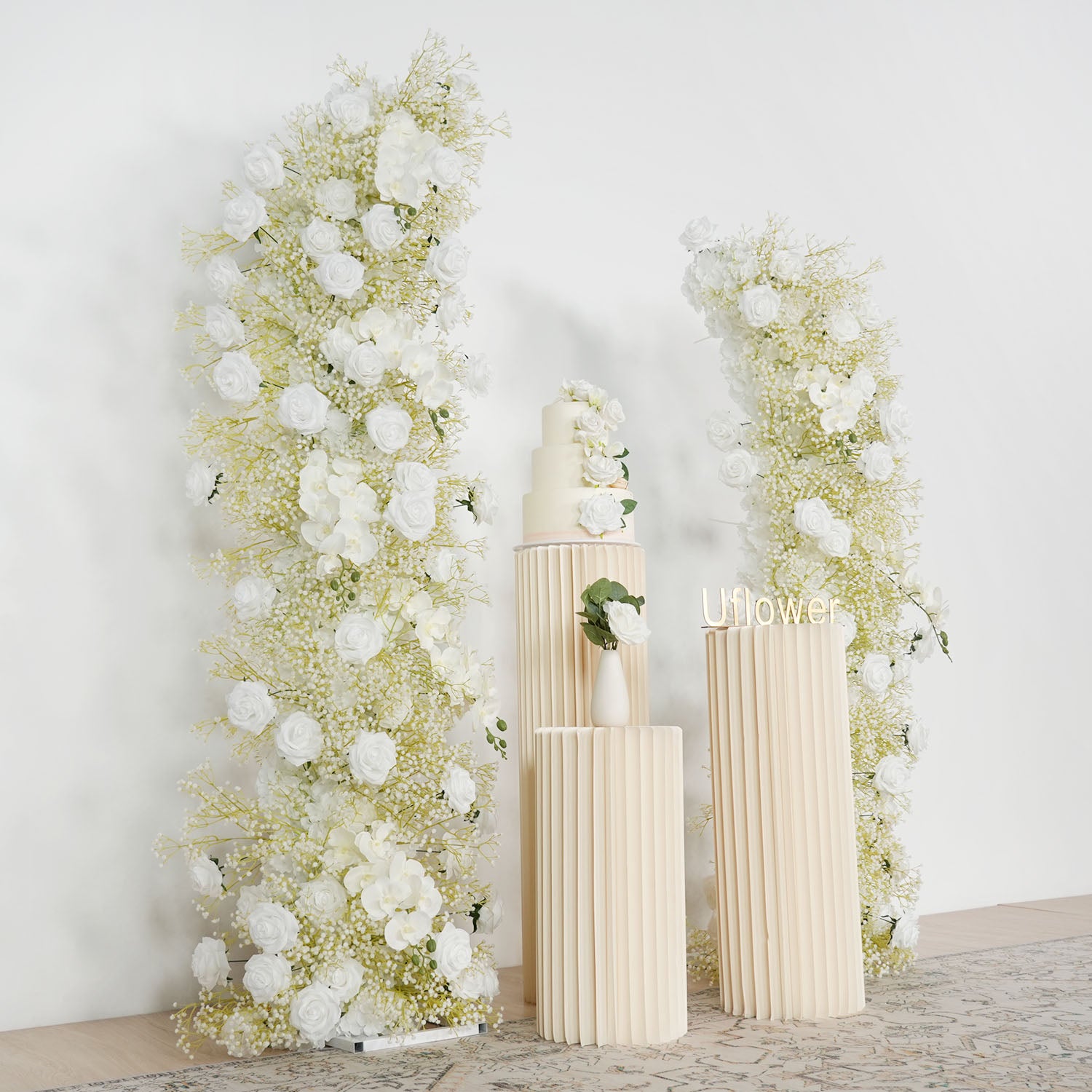 White Flower Row Decor Wedding Backdrop Horn Arch