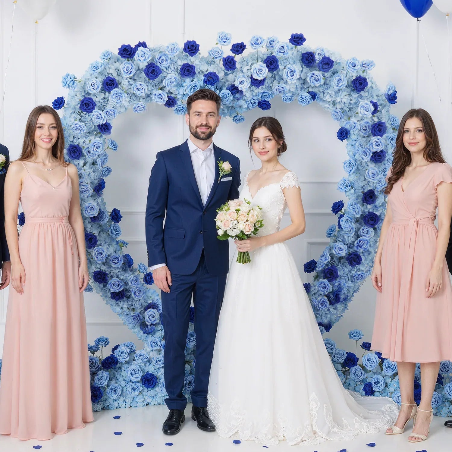 Uflower 2m*2m Blue Rose Heart Arch Wedding Decor SET80034-01 - Uflower
