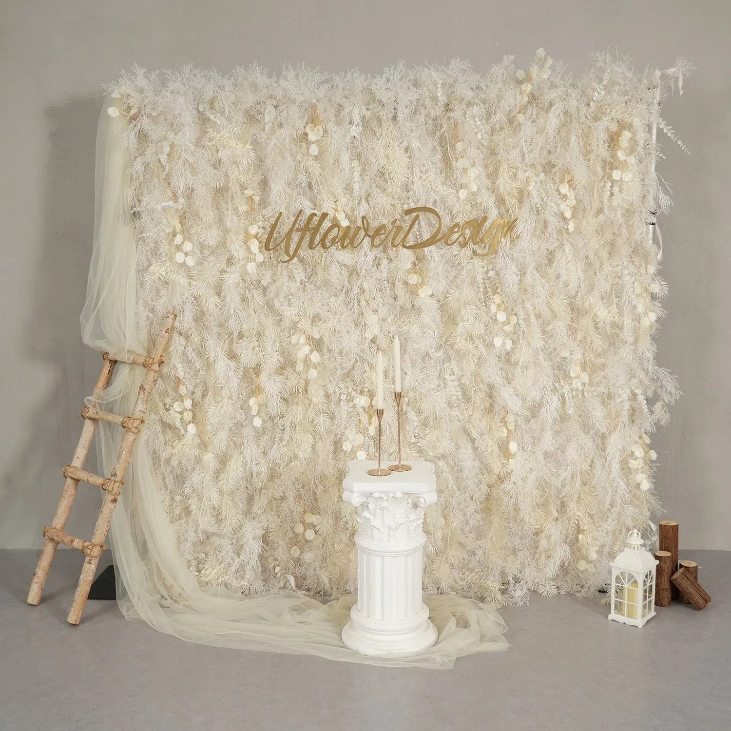 Uflower Luxury Ivory Lantern Flower Wall Backdrop Wedding Party Decoration SET80212 - Uflower