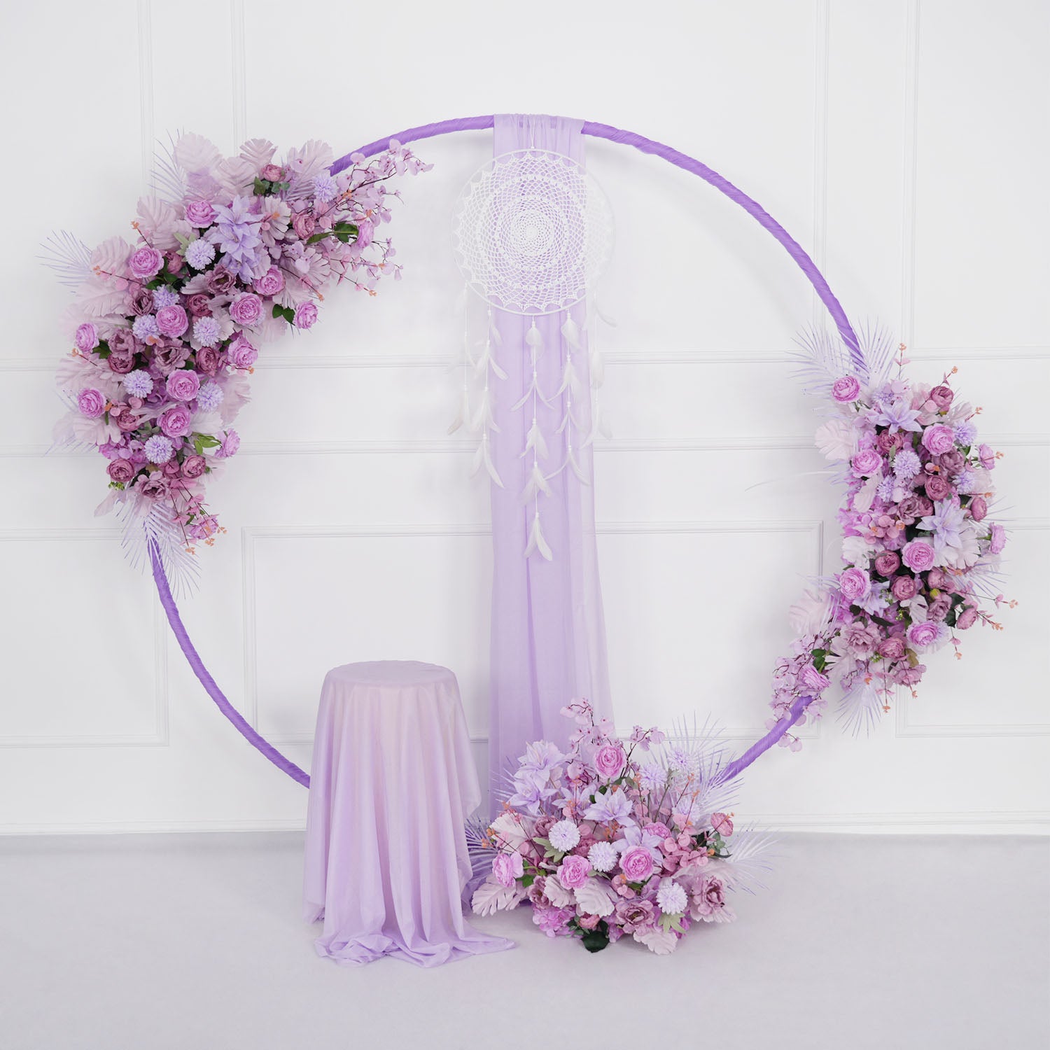 Artificial Purple Wedding KT Backdrop Flower Row Decor