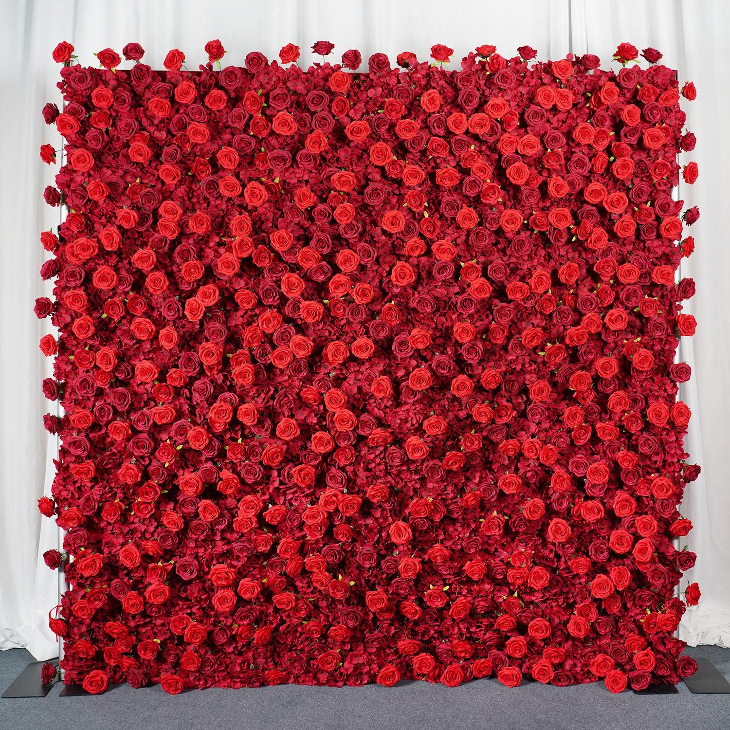 Artificial Red Rose Flower Wall Wedding Roller Blind Decor