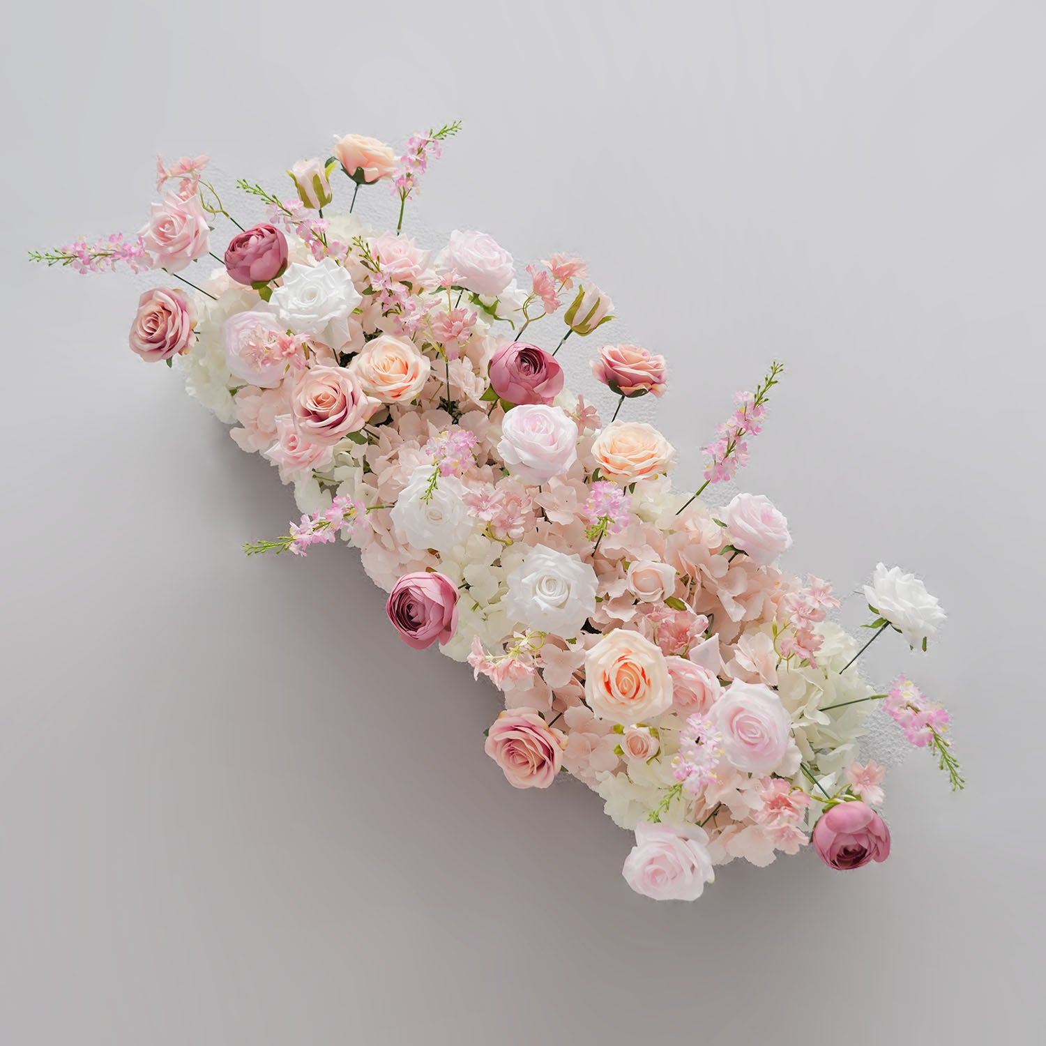 Uflower Pink Rose Sofa Table Runner Floor Flower Arrangement