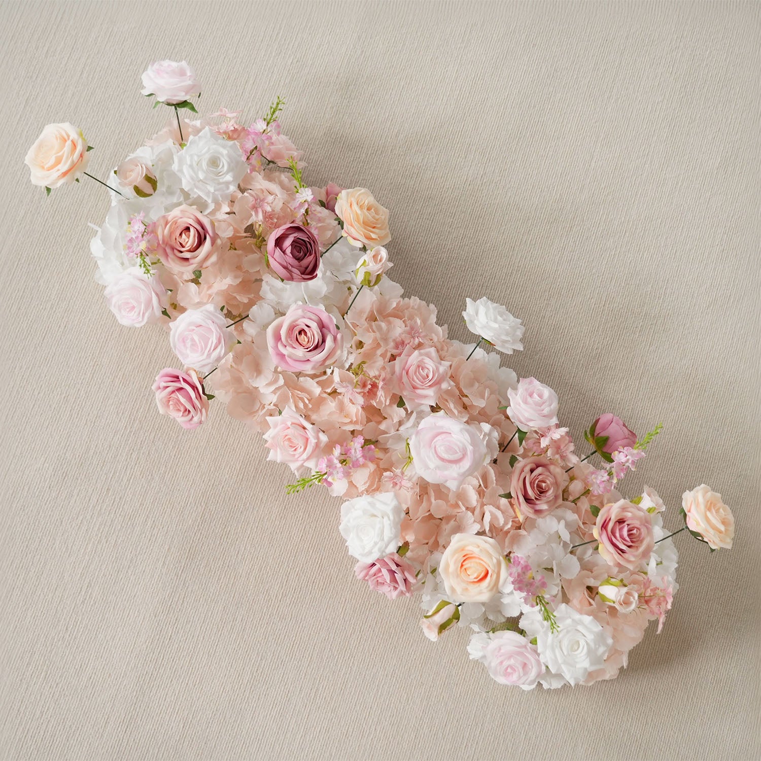 Uflower Pink Rose Sofa Table Runner Floor Flower Arrangement