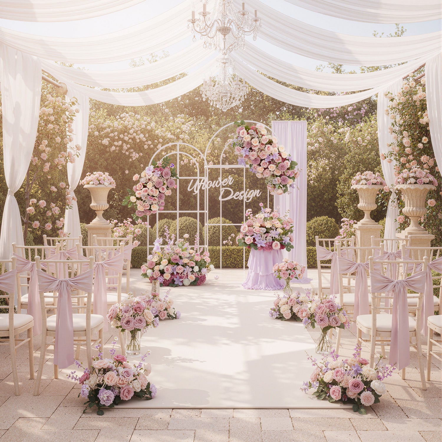 Artificial Purple Wedding KT Backdrop Flower Row Decor