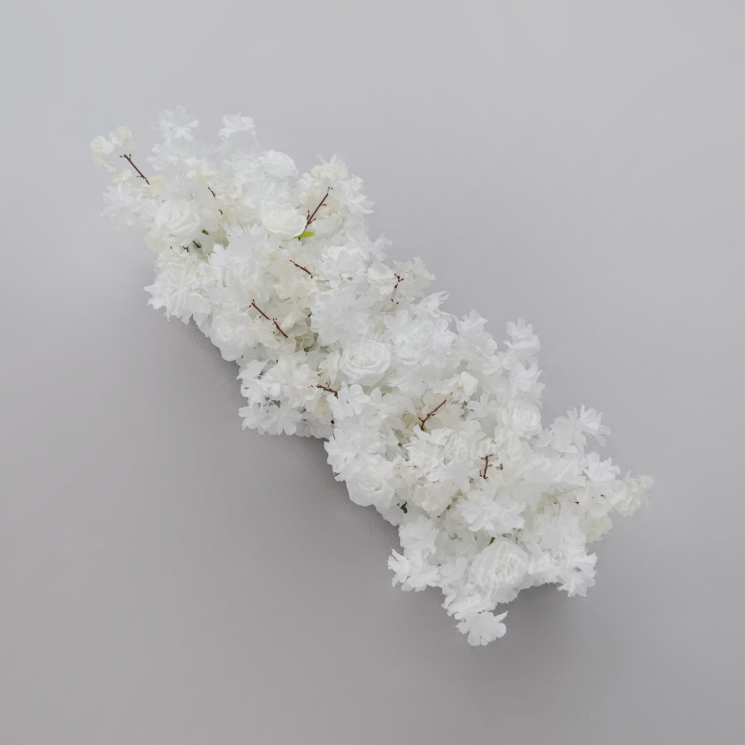Uflower White Cherry Blossom Flower Row Wedding KT Backdrop Decor