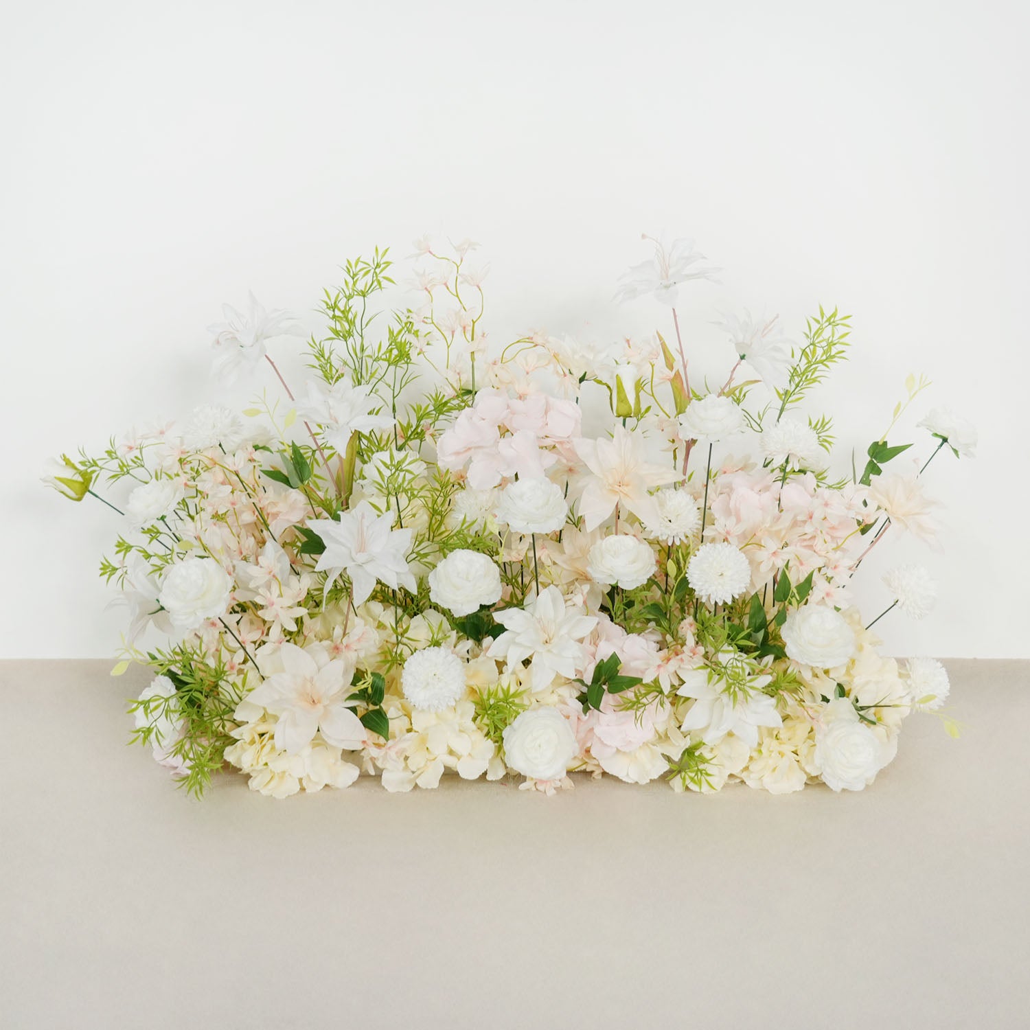 Uflower Artificial White Pink Wedding KT Backdrop Flower Row Decor