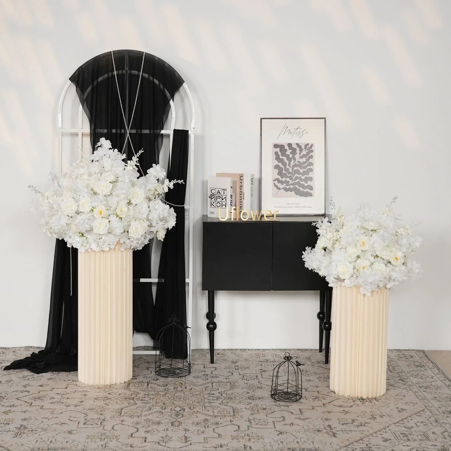 Uflower White Wedding Table Centerpiece Flower Arrangement MB80069 - Uflower