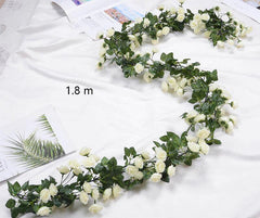 Christmas 69 simulation rose vine long juan flower vine ceiling pipe winding decoration green plants