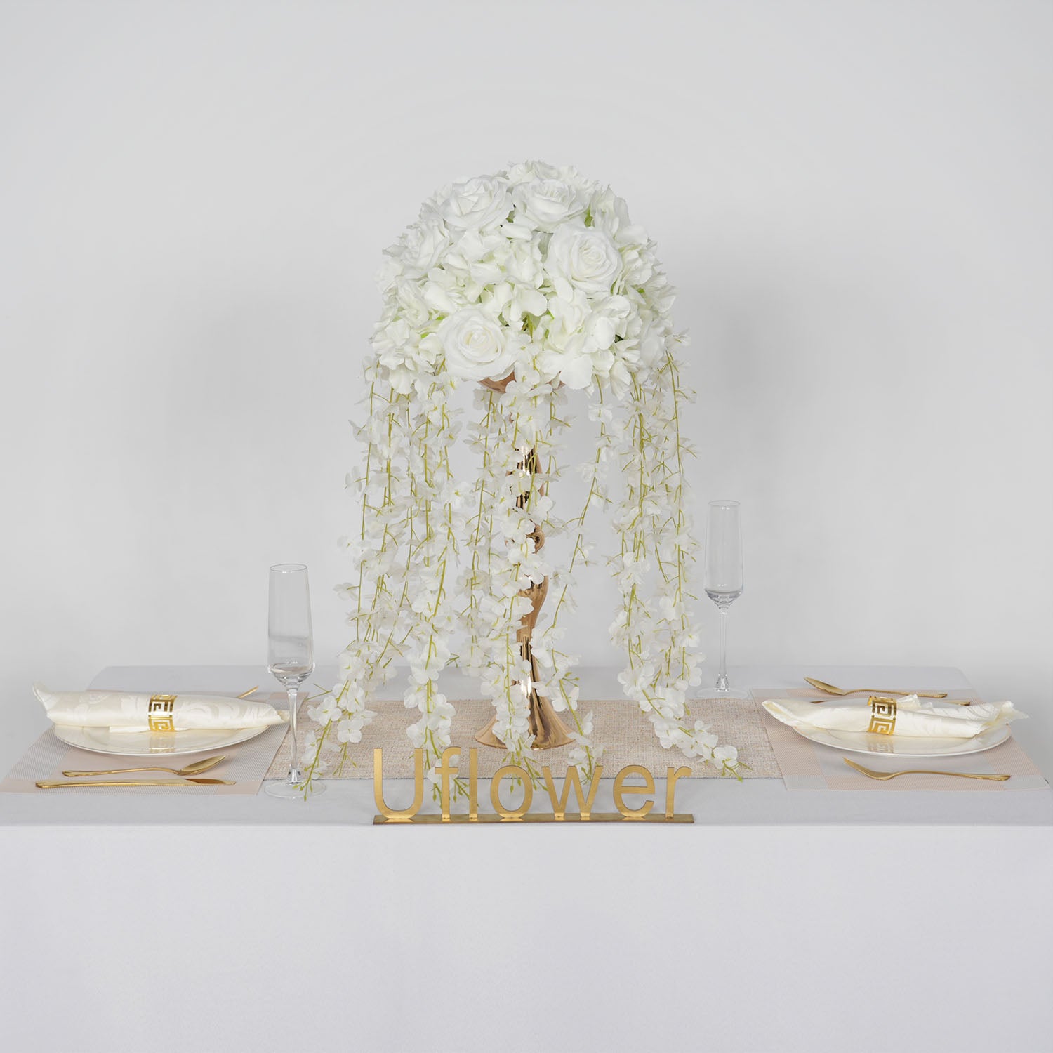 Uflower White Wedding Table Centerpiece Flower Arrangement