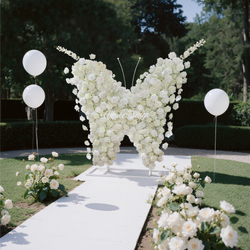 Uflower White Rose Butterfly Shaped Arch Wedding Party Backdrop Decor