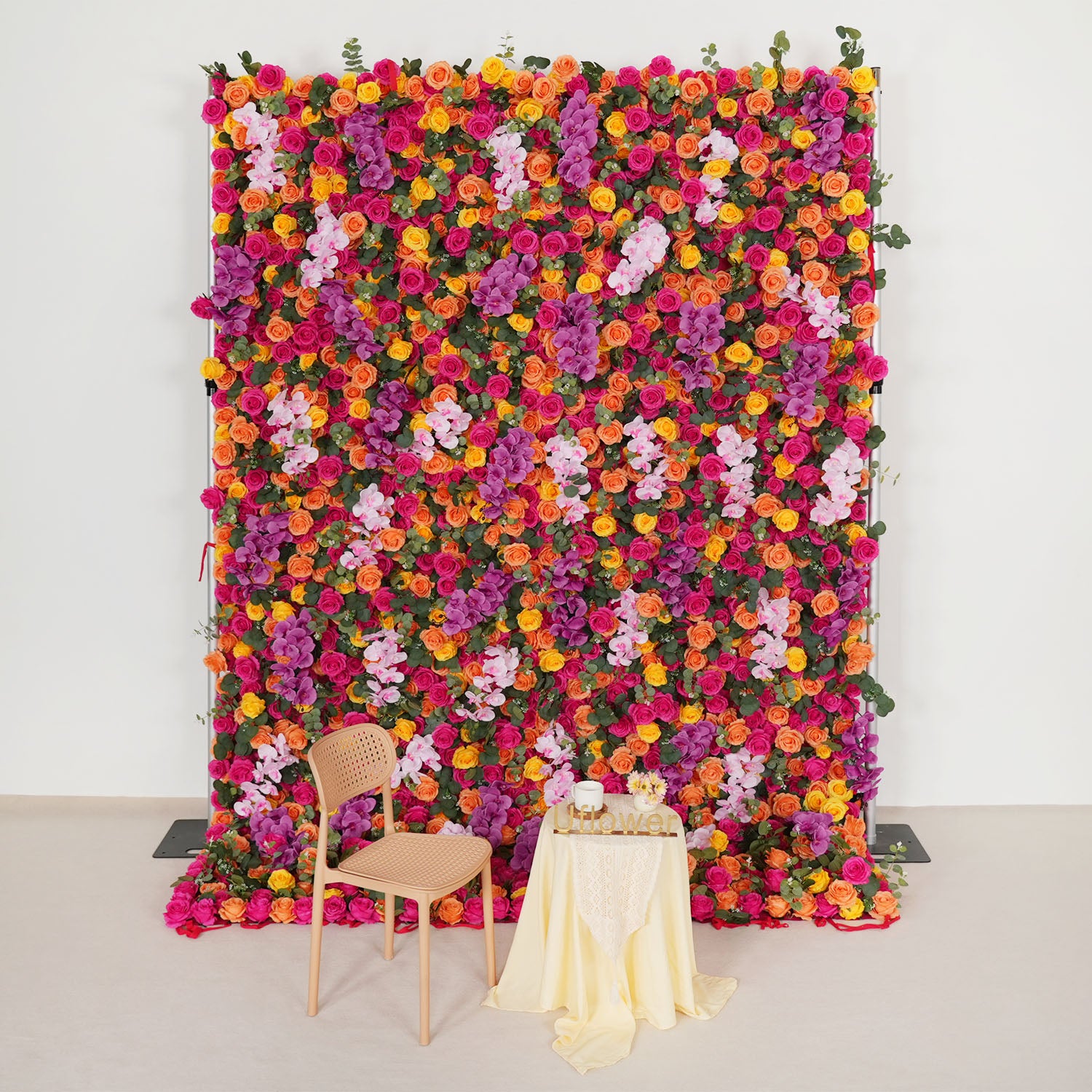 Artificial Mix Rose Butterfly Orchid 5D Wedding Flower Wall