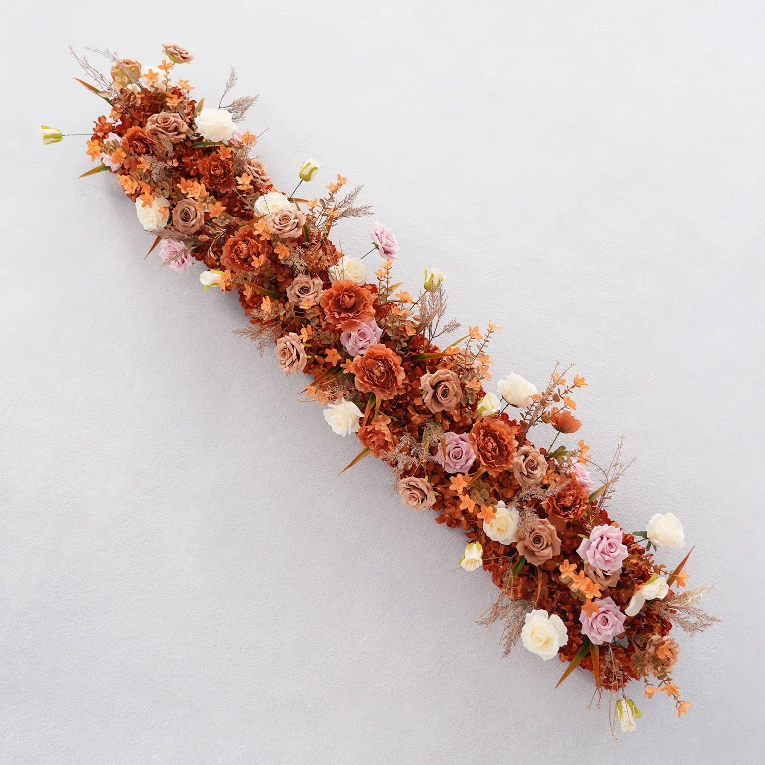 Uflower Artificial Autumn Brown Flower Row Sofa Table Runner Floor Flower Arrangement - Uflower