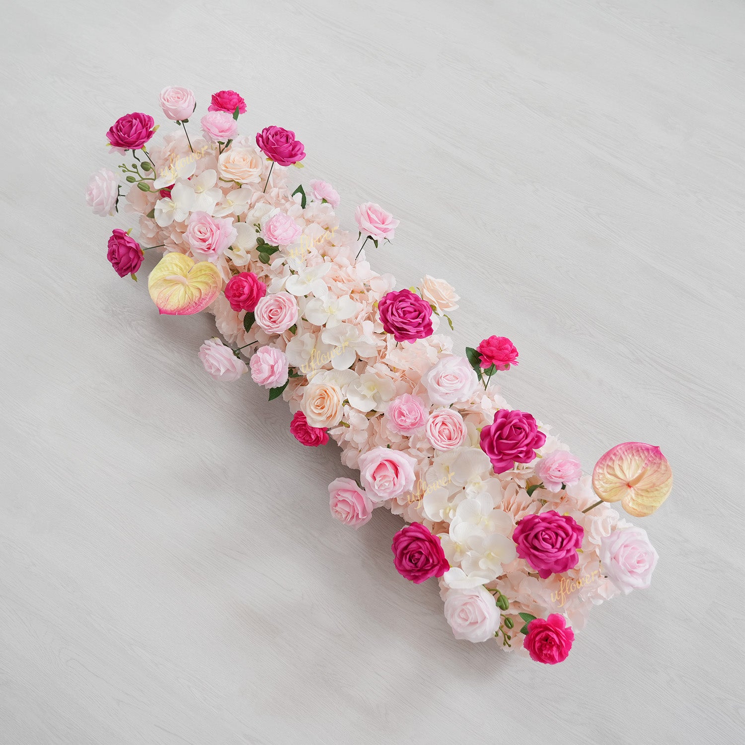 Uflower Pink Rose Floral Door Arch Wedding Party Backdrop Decoration