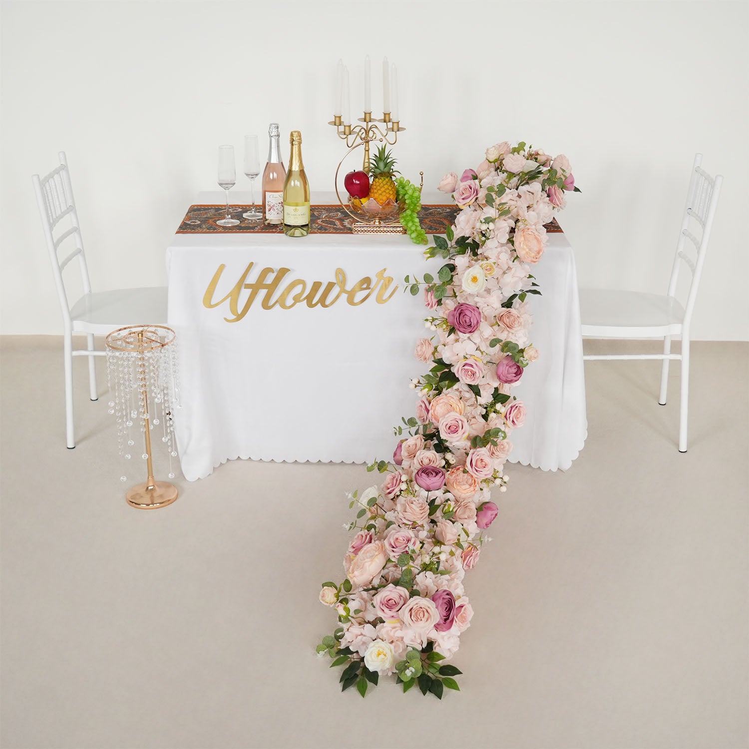 Uflower Artificial Flower Row Sofa Table Runner Floor Flower Arrangement