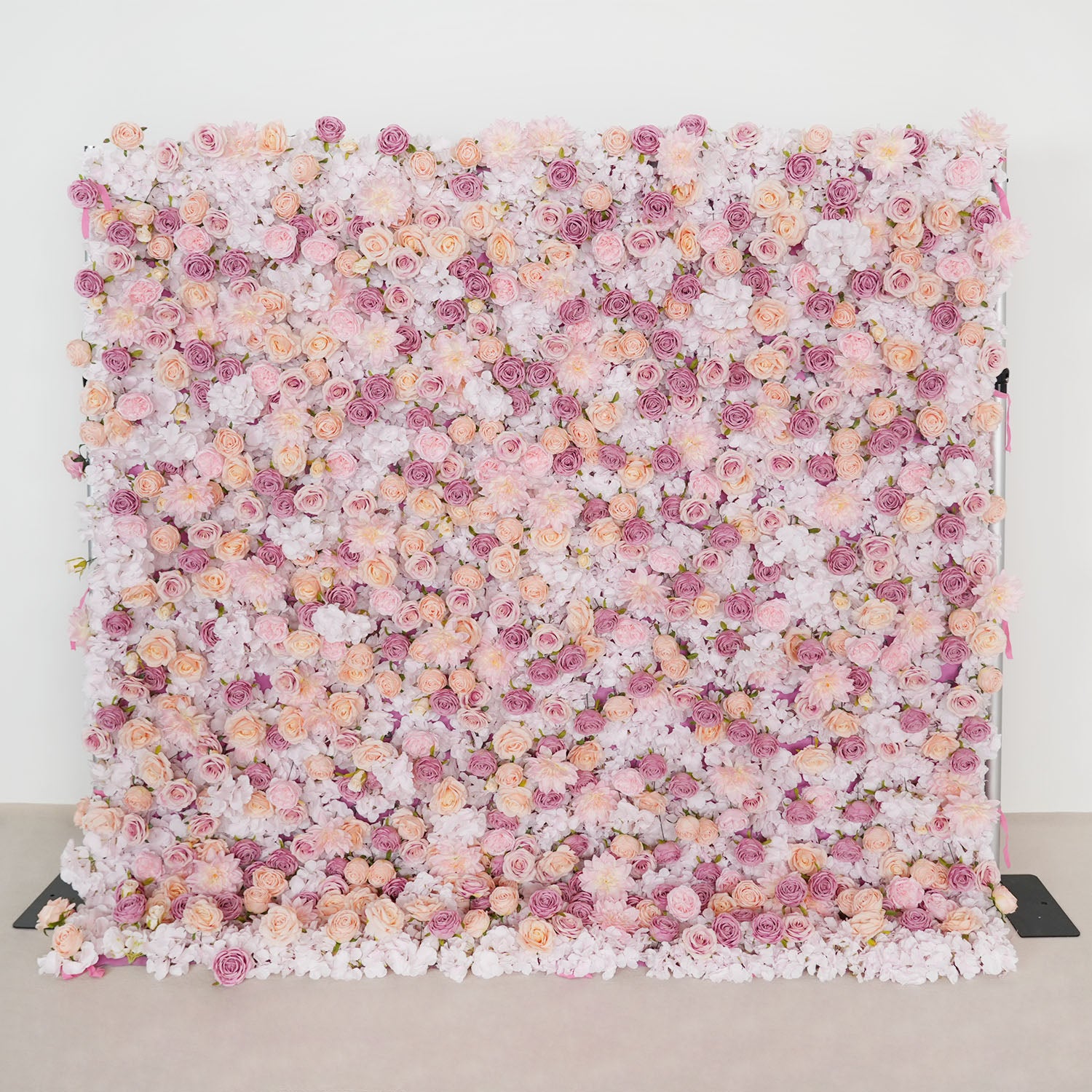 Uflower Artificial Pink Champagne Rose 5D Wedding Flower Wall