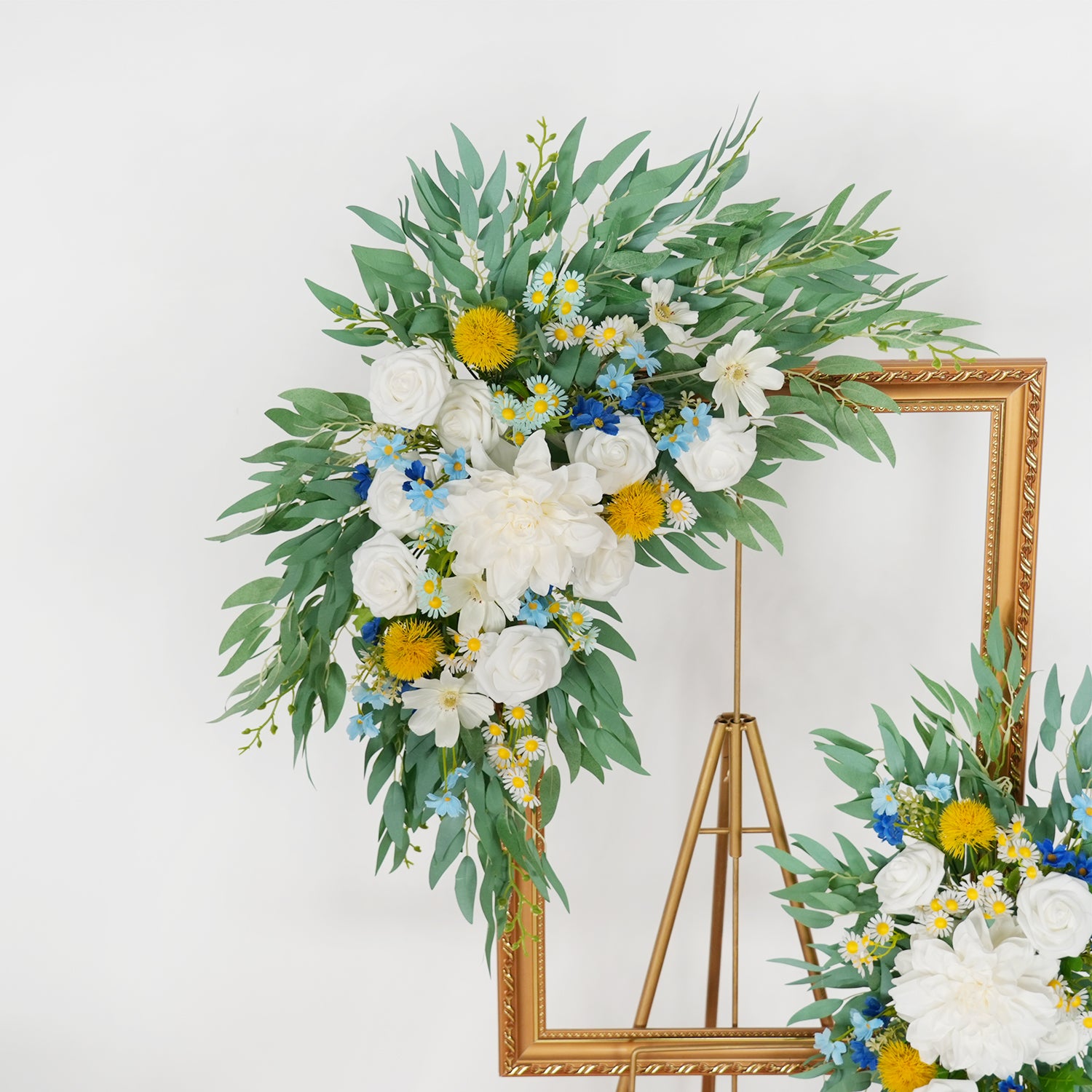 Uflower Rose Green White Flower Willow Leaf Wedding Welcome Flower Floral Decor