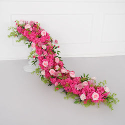 Uflower Pink Rose Green Leaf Wedding Backdrop Floral Arrangement