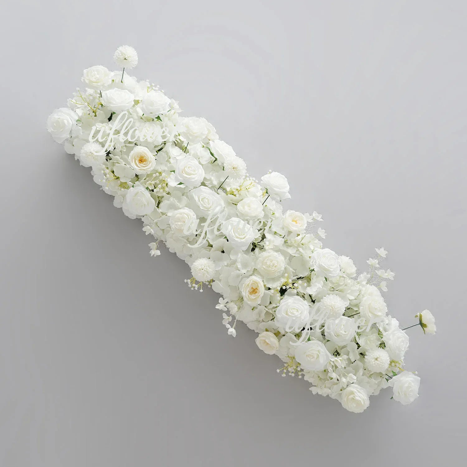 Uflower Pink White Rose Table Runner Sofa Floral Wedding Backdrop Decor - Uflower