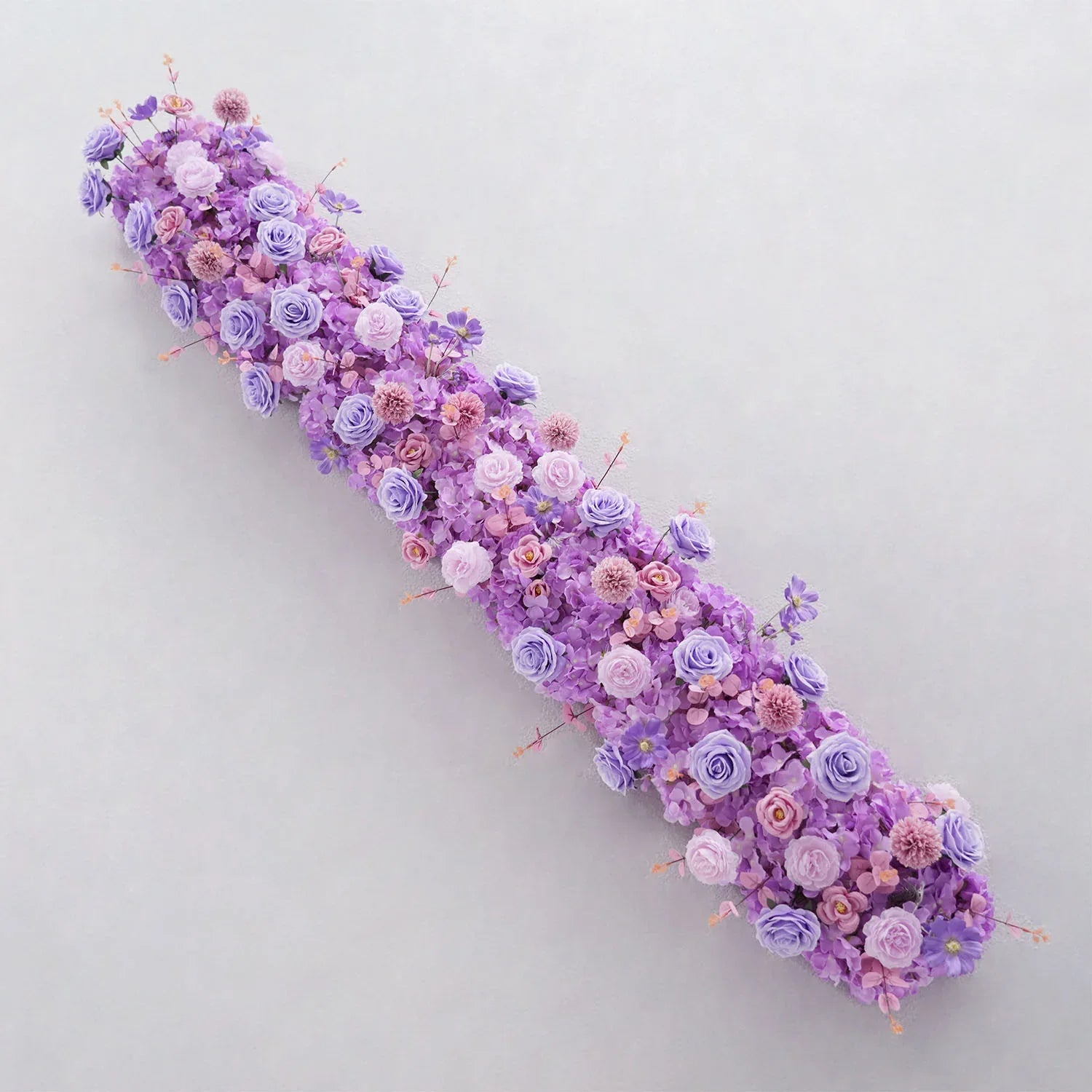 Uflower Purple Rose Table Runner Sofa Floral Wedding Backdrop Decor - Uflower