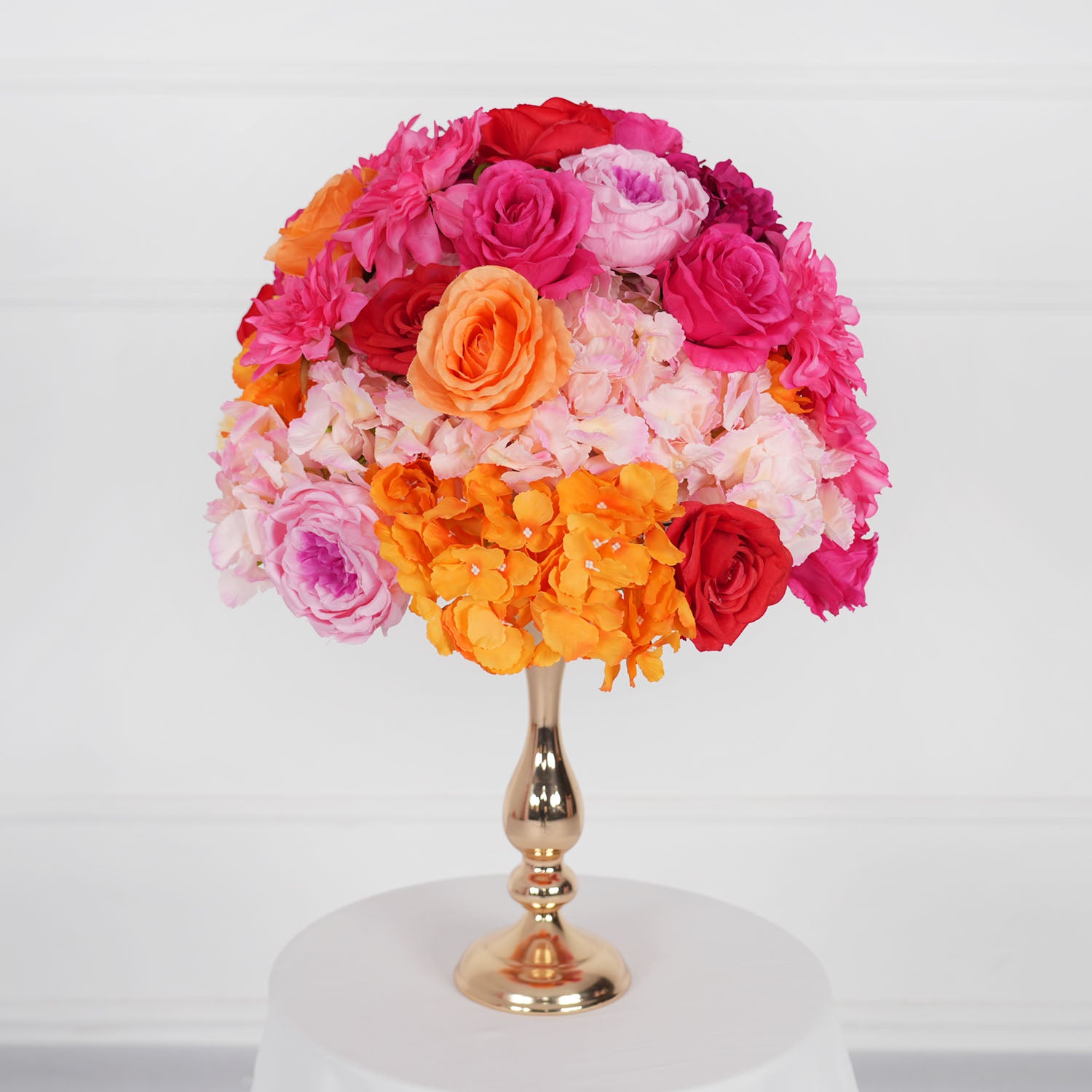 Artificial Orange Red Wedding KT Background Decor Flower Row