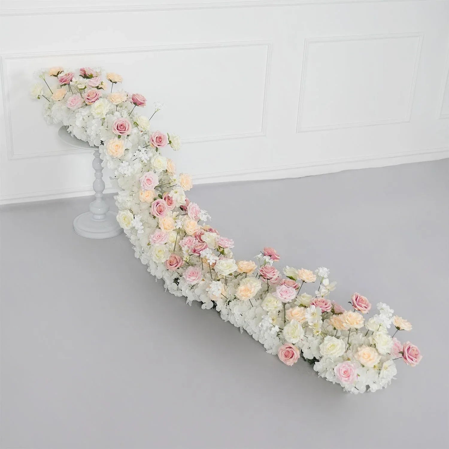 Uflower Champagne Pink Rose Table Runner Sofa Floral Wedding Backdrop Decor SET80132 - Uflower