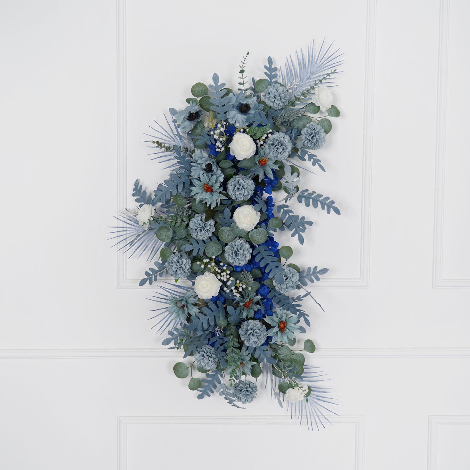 Artificial Grayish Blue Wedding KT Backdrop Flower Row Decor