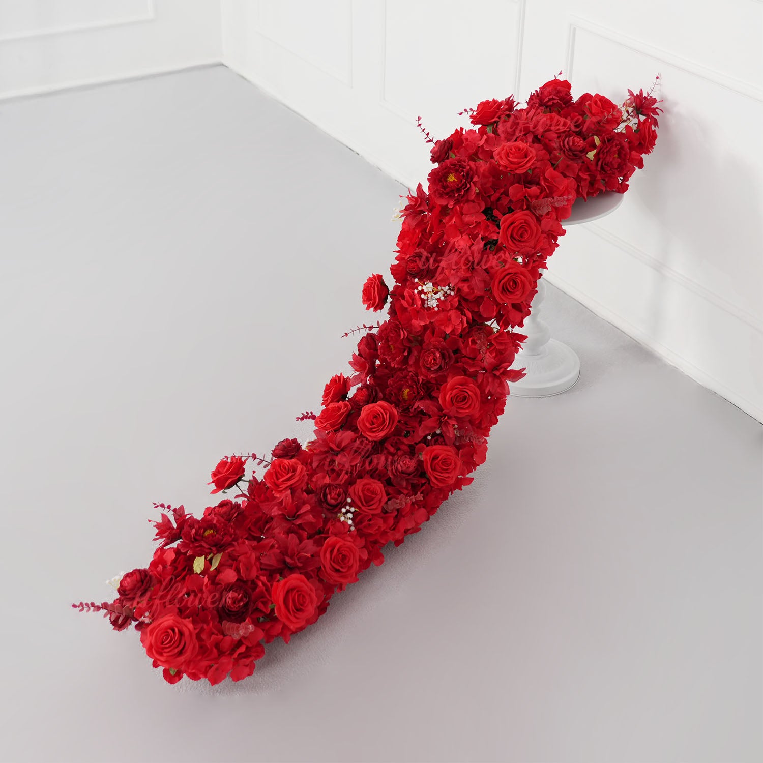 Uflower Artificial Red Rose Flower Row Wedding KT Backdrop Decor